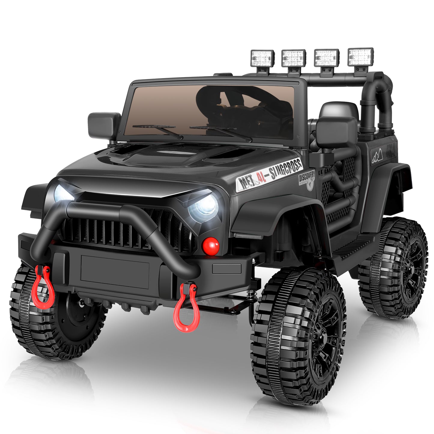 Farmdex 4WD 24 Volt Ride on Toys with Remote Control & 2 Seater, 4*200W Motor, 7AH Battery Powered Electric Ride on Truck Car w/ Bluetooth Music, Spring Suspension, 3 Speeds, LED Lights, Magenta
