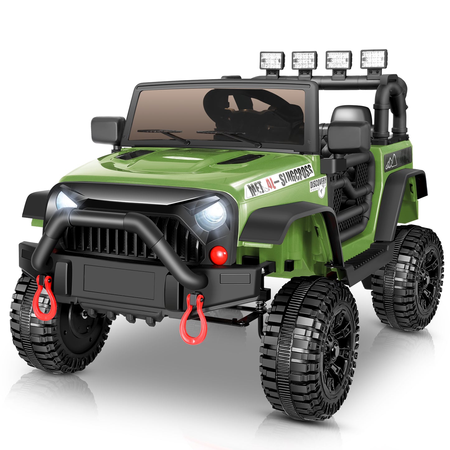 Farmdex 24V Ride on Toys, Battery Powered Ride on Cars with Remote Control, Electric Ride on Truck Car for Kids, 400W Power Cars Wheels w/ Bluetooth, Music, Seat Belts, Spring Suspension, Green
