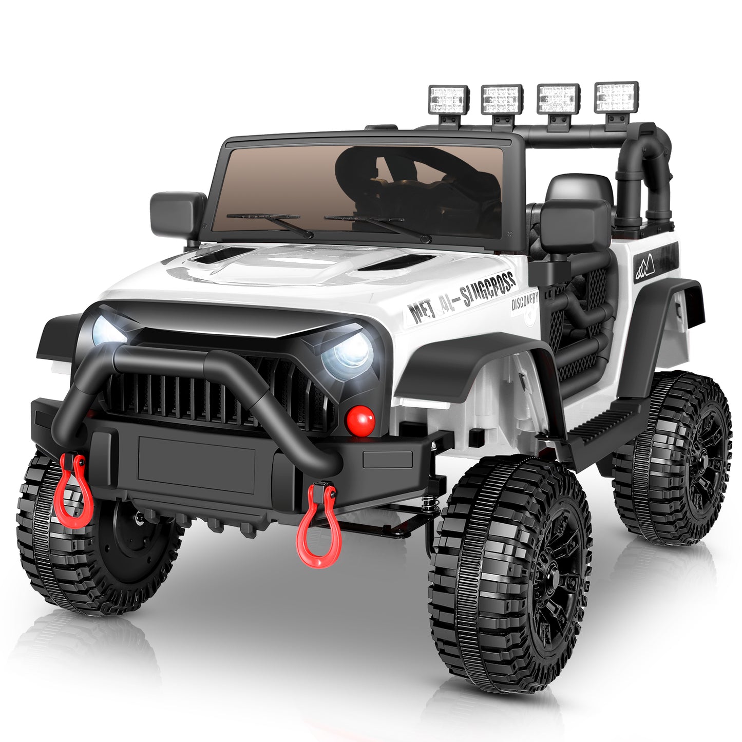 Farmdex 12 Volt Ride on Toys, Electric Car for Kids, Battey Powered Ride on Truck Car with Remote Control, Biuetooth, Music, MP3, LED Lights, 3 Speeds, White