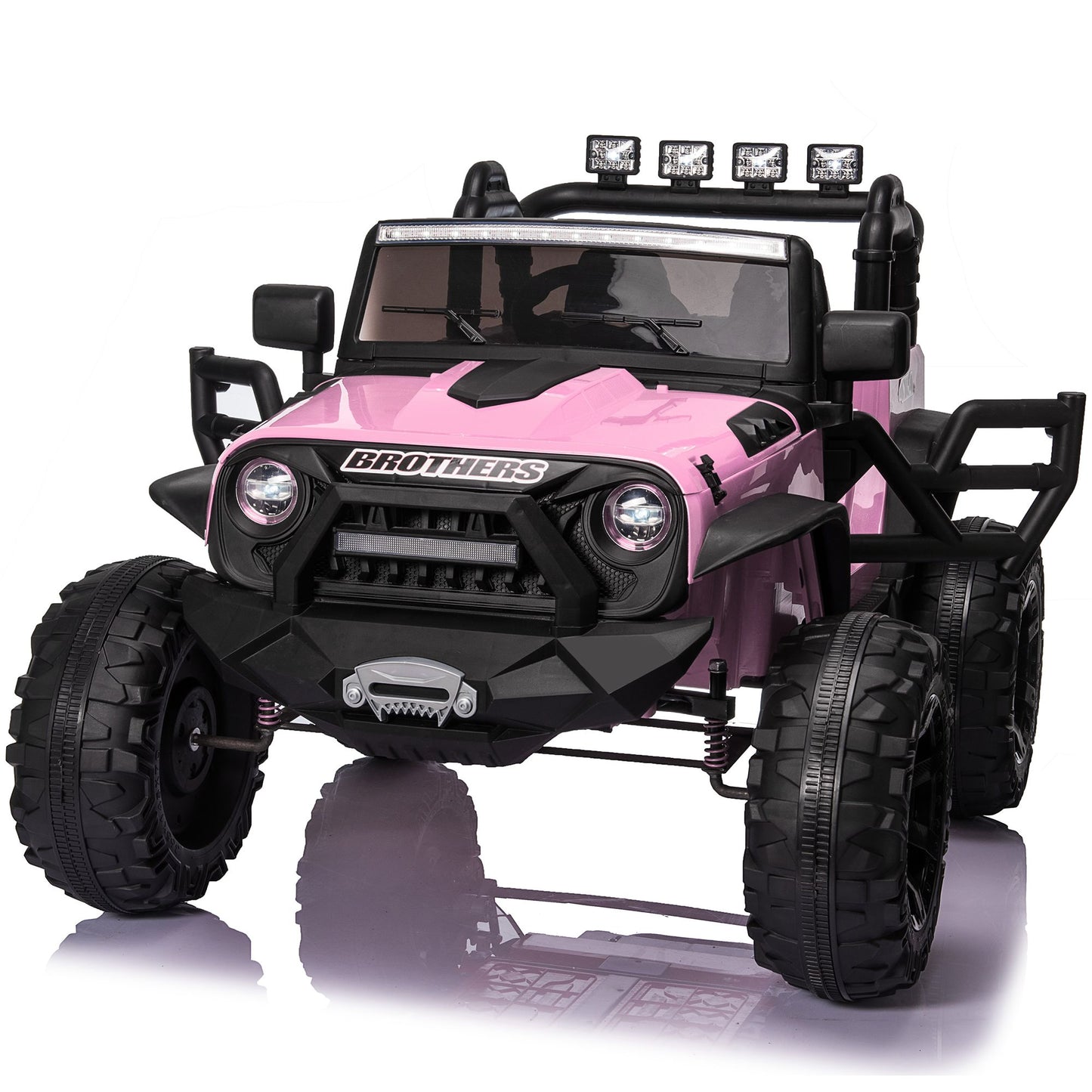 Farmdex 24 Volt Ride on Toys with Remote Control & 2 Seater, 9AH Battery Powered Car for Kids, Ride on Truck Car w/ 2*200W Motor, Spring Suspension, 4 Large Wheels, 3 Speeds, Bluetooth Music, Pink