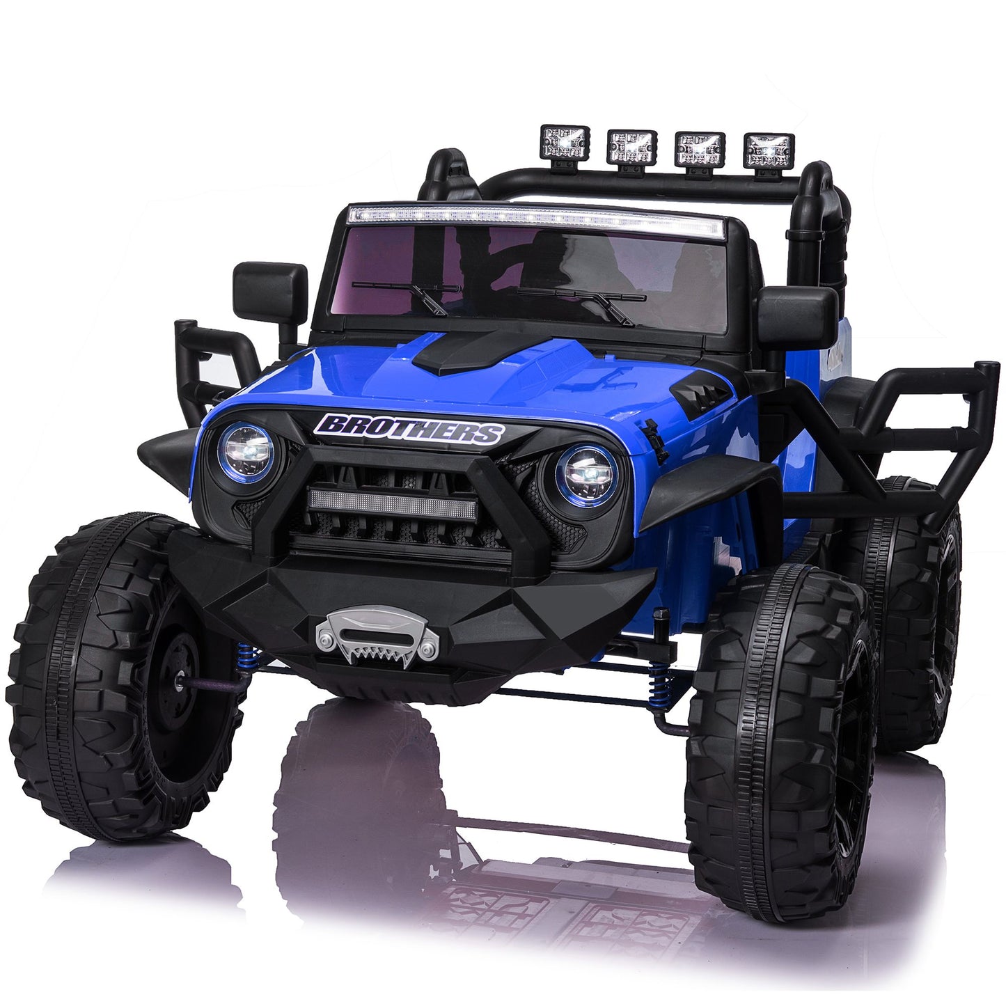Farmdex 24 Volt Ride on Toys with Remote Control & 2 Seater, 9AH Battery Powered Car for Kids, Ride on Truck Car w/ 2*200W Motor, Spring Suspension, 4 Large Wheels, 3 Speeds, Bluetooth Music, Blue