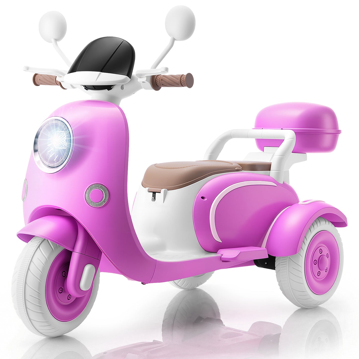 Farmdex 12V Kids Electric Motorcycle, 2 Seater Ride on Toys, 3 Wheel Ride on Motorcycle with Storage Box, USB, Music, LED Lights, Age 2+, Rose Red