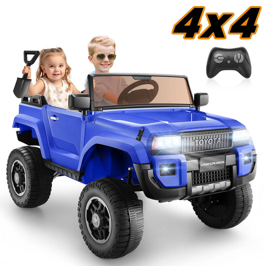 Farmdex Licensed Toyota LC250, 24V Ride on Cars Two-seater with Remote Control, Kids Electric Ride on Truck Car, Ride on Toys w/ 4*100W Motors, 3 Speeds, LED Lights, Bluetooth, Sky Blue