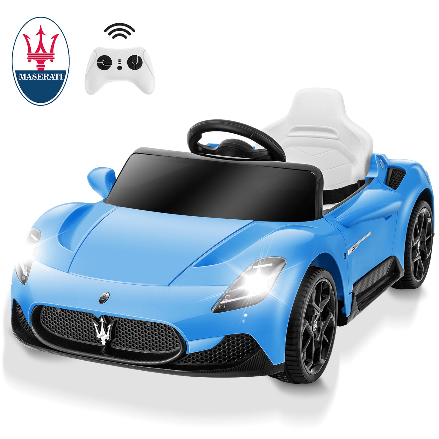 Licensed Maserati 12V Ride on Cars by Farmdex, Toddler Ride on Toys with Parent Remote, Electric Car for Kids with LED Headlights, Music Player for Boys & Girls Ages 3-8, Blue