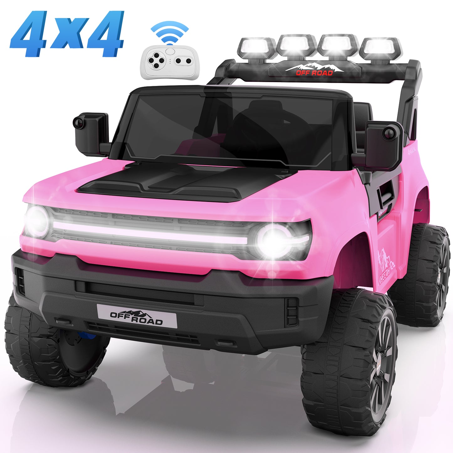 Farmdex 24 Volt Ride on Toys with 2 Seater & Remote Control, 4*200W Motor, 4WD 24V Ride on Truck Car w/ 7AH Battery Powered Car for Kids, Bluetooth Music, Spring Suspension, LED Lights, Blue