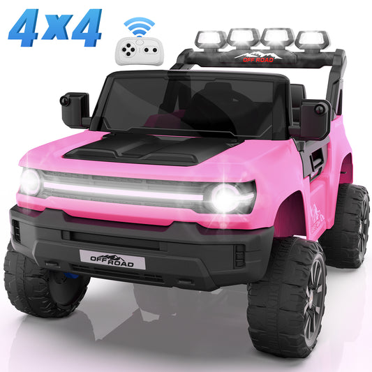 Farmdex 24 Volt Ride on Toys with 2 Seater & Remote Control, 4*200W Motor, 4WD 24V Ride on Truck Car w/ 7AH Battery Powered Car for Kids, Bluetooth Music, Spring Suspension, LED Lights, Blue