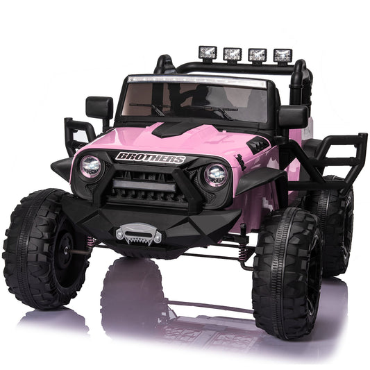 Farmdex 24 Volt Ride on Toys with Remote Control &amp; 2 Seater, 9AH Battery Powered Car for Kids, Ride on Truck Car w/ 2*200W Motor, Spring Suspension, 4 Large Wheels, 3 Speeds, Bluetooth Music, Pink