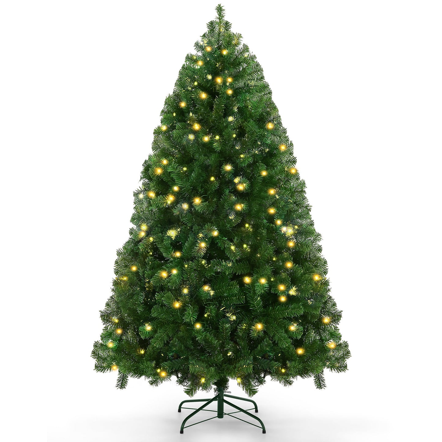 Farmdex 6ft Prelit Christmas Tree, Artificial Christmas Tree with 250 Warm White Lights, 1000 Tips, Metal Stand and Hinged Branches