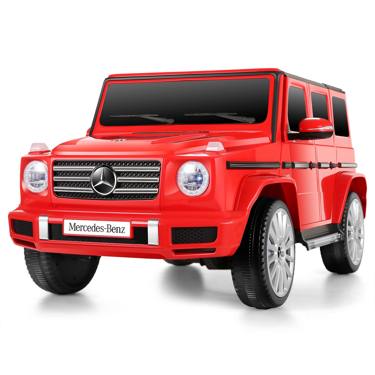 Farmdex 12V 4WD Kids Ride on Cars Toys Licensed Mercedes-Benz G500 Battery Powered Electric Car Truck with Remote Control, Bluetooth, 3 Speeds, Headlight, Music Player, Gift for Boys Girls, Red