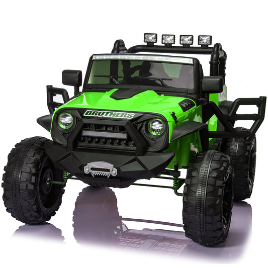 Farmdex 24 Volt Ride on Toys with Remote Control &amp; 2 Seater, 9AH Battery Powered Car for Kids, Ride on Truck Car w/ 2*200W Motor, Spring Suspension, 4 Large Wheels, 3 Speeds, Bluetooth Music, Green