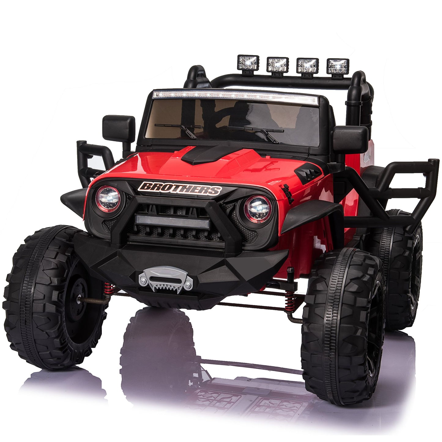 Farmdex 24 Volt Ride on Toys with Remote Control &amp; 2 Seater, 9AH Battery Powered Car for Kids, Ride on Truck Car w/ 2*200W Motor, Spring Suspension, 4 Large Wheels, 3 Speeds, Bluetooth Music, Red