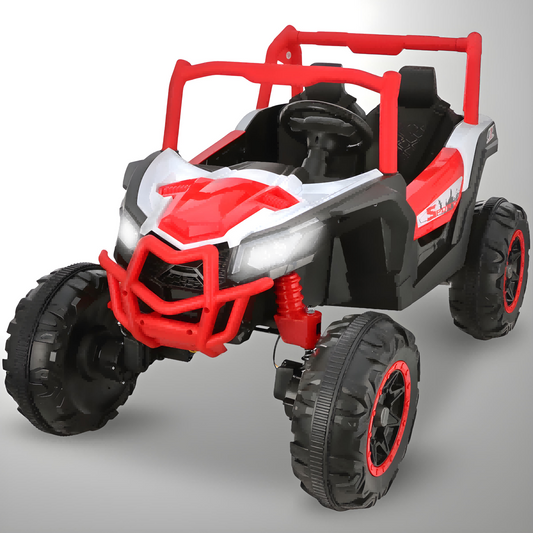 Farmdex 24 Volt Ride on Toys 4WD Ride on Cars with Remote Control 2 XL Seater Electric Car for Kids, Off-Road UTV w/ 4*200W, Battery Powered Riding Toys w/ Led Lights, Bluetooth, Music, Red