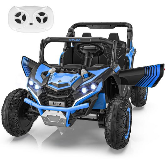 Farmdex 24V Ride on cars, 2WD/4WD Switchable Ride on Toys with Remote Control, 2 Seater Electric Car for Kids with Trunk Storage Space, Bluetooth Music, LED Lights, Blue