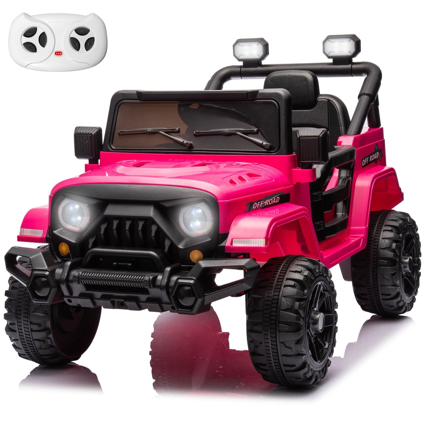 Farmdex 12 Volt Kids Ride on Truck Car Remote Control, 2X35W Motors, Electric Ride on Toys for Toddlers w/Bluetooth USB Music Player, 4 Wheels Suspension LED Lights Safety Belt, 3 Speed, Rose Red