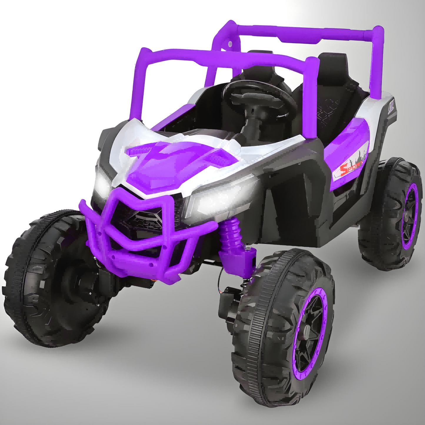 Farmdex 24 Volt Ride on Toys 4WD Ride on Cars with Remote Control 2 XL Seater Electric Car for Kids, Off-Road UTV w/ 4*200W, Battery Powered Riding Toys w/ Led Lights, Bluetooth, Music, Purple