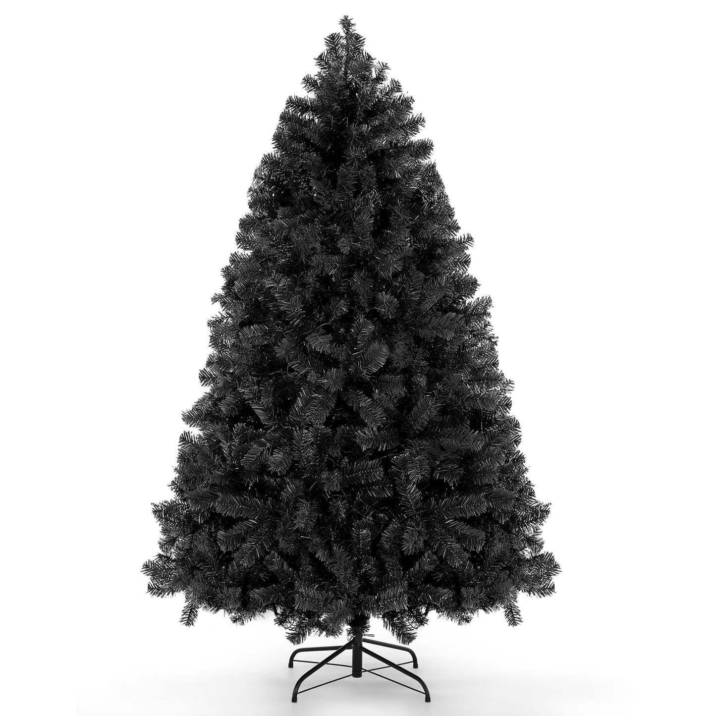 Farmdex 6ft Unlit Black Christmas Tree, Artificial Halloween Tree with 1000 Branch Tips, Metal Stand, Xmas Full Tree for Indoor Holiday Carnival Party