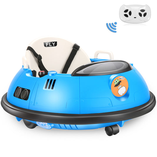 Farmdex 12 Vot Ride on Toys for Toddlers Ride on Bumper Car with Remote Control, Baby Bumper Car W/ 360 Degree Spin, LED Colorful Lights, Five-Point Seat Belt, Blue