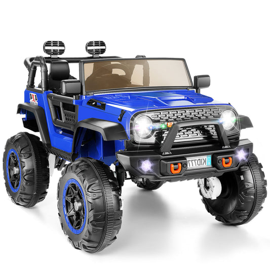 Farmdex 24 Volt Ride on Toys 2 Seater 4WD Ride on Cars with Remote Control, Electric Car for Kids w/ 4x100W, Power Car Wheels for Boys Girls, Kids Ride on Truck w/ Music, LED Light, Bluetooth, Blue