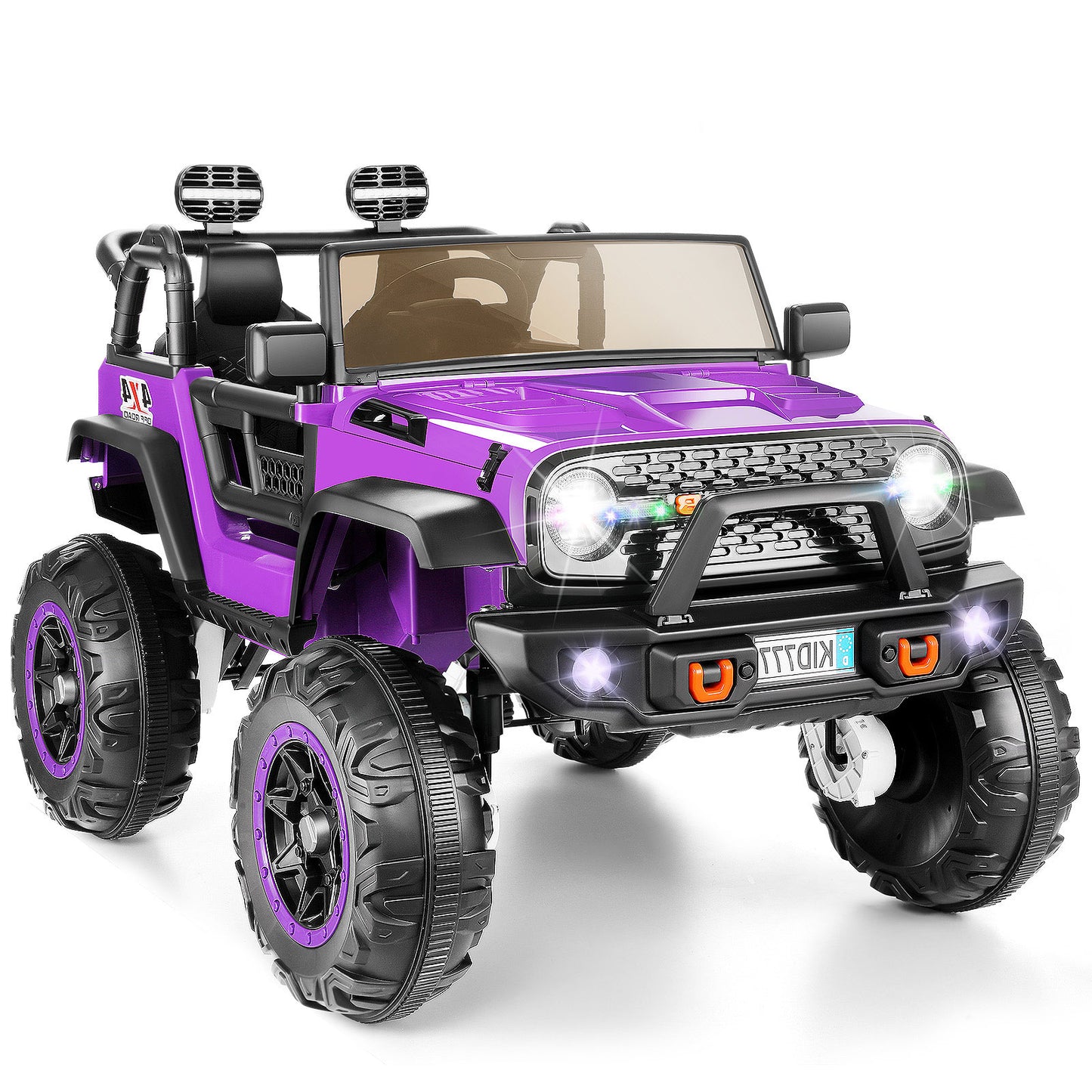 Farmdex 24 Volt Ride on Toys 2 Seater 4WD Ride on Cars with Remote Control, Electric Car for Kids w/ 4x100W, Power Car Wheels for Boys Girls, Kids Ride on Truck w/ Music, LED Light, Bluetooth, Purple