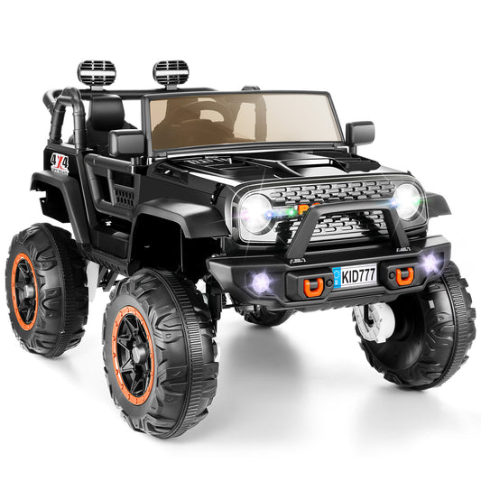 Farmdex 24 Volt Ride on Toys 2 Seater 4WD Ride on Cars with Remote Control, Electric Car for Kids w/ 4x100W, Power Car Wheels for Boys Girls, Kids Ride on Truck w/ Music, LED Light, Bluetooth, Black