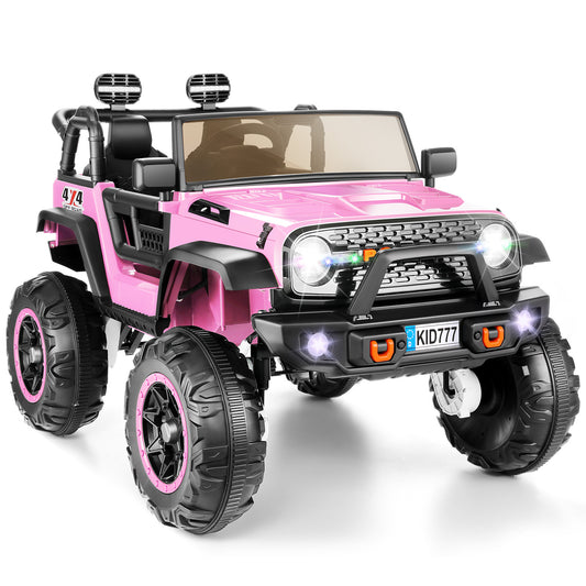 Farmdex 24 Volt Ride on Toys 2 Seater 4WD Ride on Cars with Remote Control, Electric Car for Kids w/ 4x100W, Power Car Wheels for Boys Girls, Kids Ride on Truck w/ Music, LED Light, Bluetooth, Pink