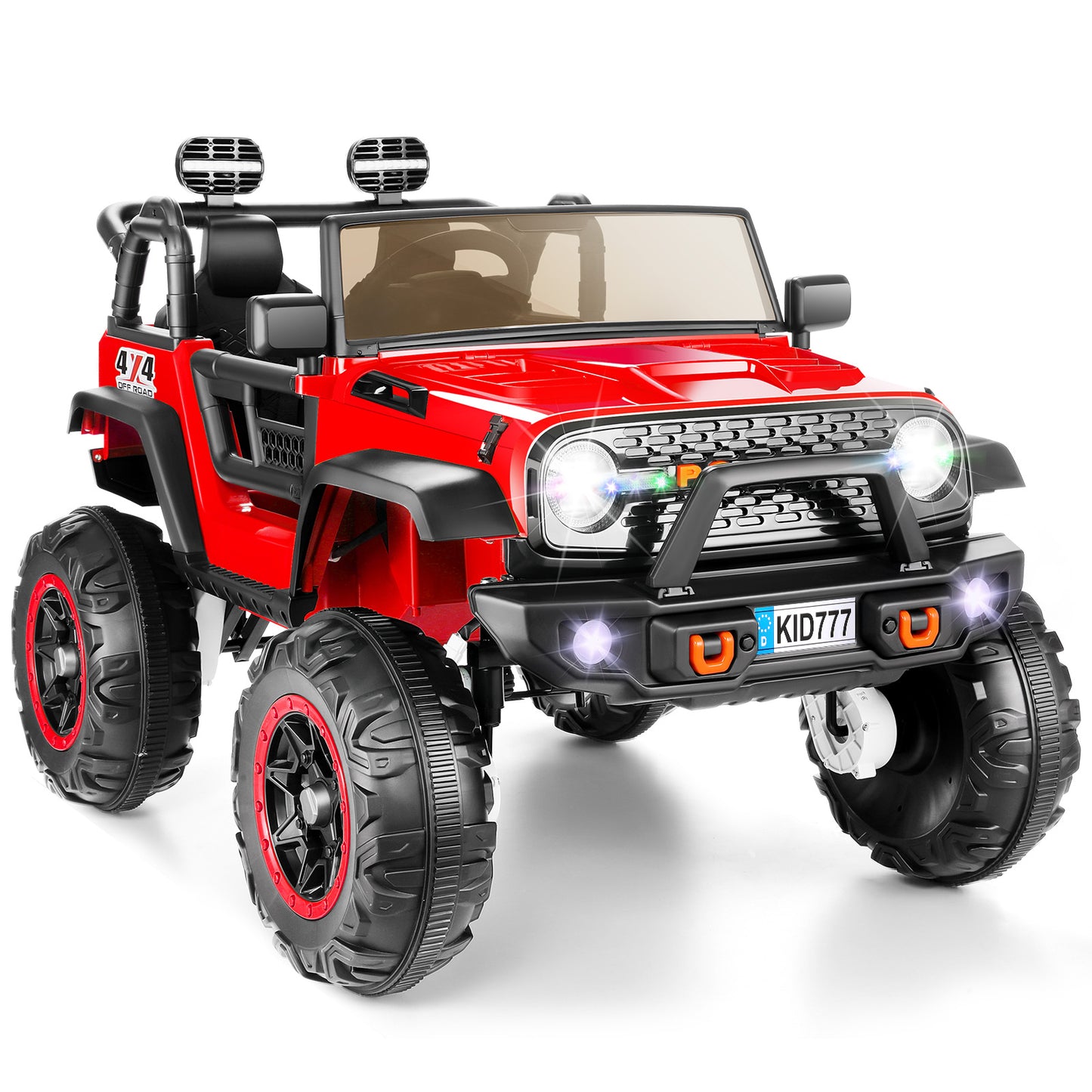 Farmdex 24 Volt Ride on Toys 2 Seater 4WD Ride on Cars with Remote Control, Electric Car for Kids w/ 4x100W, Power Car Wheels for Boys Girls, Kids Ride on Truck w/ Music, LED Light, Bluetooth, Red