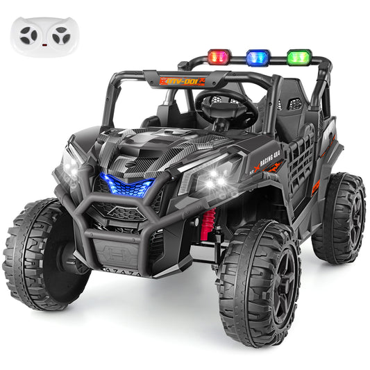 Farmdex 4WD 24 Volt Ride on Toys 2 XL Seater Ride on Cars with Remote Control, Battery Powered Electric Car for Kids, Off-Road UTV w/ 4*200W Motor, Bluetooth, Music, LED Lights, Black