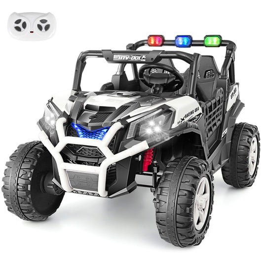 Farmdex 4WD 24 Volt Ride on Toys 2 XL Seater Ride on Cars with Remote Control, Battery Powered Electric Car for Kids, Off-Road UTV w/ 4*200W Motor, Bluetooth, Music, LED Lights, White