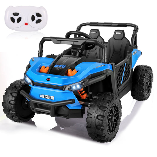 Farmdex 12 Volt Ride on Toys, Electric Car for Kids with Remote Control, Kids Ride on UTV w/ Bluetooth Music, LED Lights, Suspention, Wider Seats, Blue