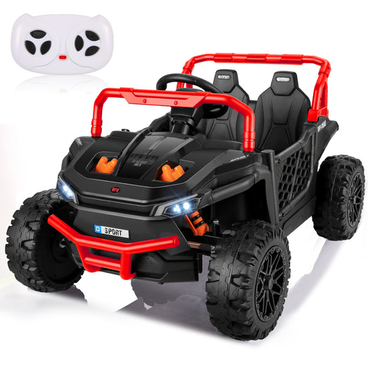 Farmdex 12 Volt Ride on Toys, Electric Car for Kids with Remote Control, Kids Ride on UTV w/ Bluetooth Music, LED Lights, Suspention, Wider Seats, Black