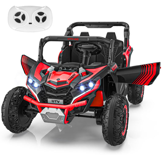 Farmdex 24V Ride on Cars, 2WD/4WD Switchable Ride on Toys with Remote Control, 2 Seater Electric Car for Kids with Trunk Storage Space, Bluetooth Music, LED Lights, Red