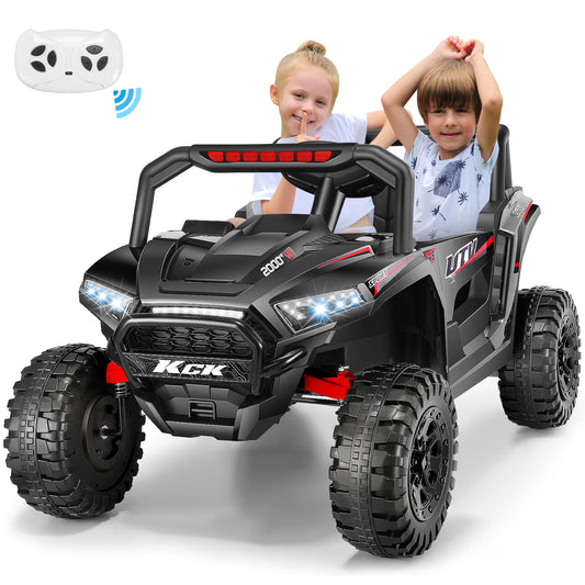 Farmdex 24V Ride on Cars for Kids, Battery Powered Ride on Toys with Remote Control, 5MPH Electric Car with 2 Seats, Bluetooth, Music, LED Light for 3-8 Gift, Black