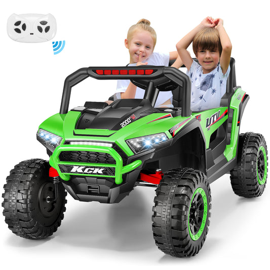 Farmdex 24V Ride on Cars for Kids, Battery Powered Ride on Toys with Remote Control, 5MPH Electric Car with 2 Seats, Bluetooth, Music, LED Light for 3-8 Gift, Green