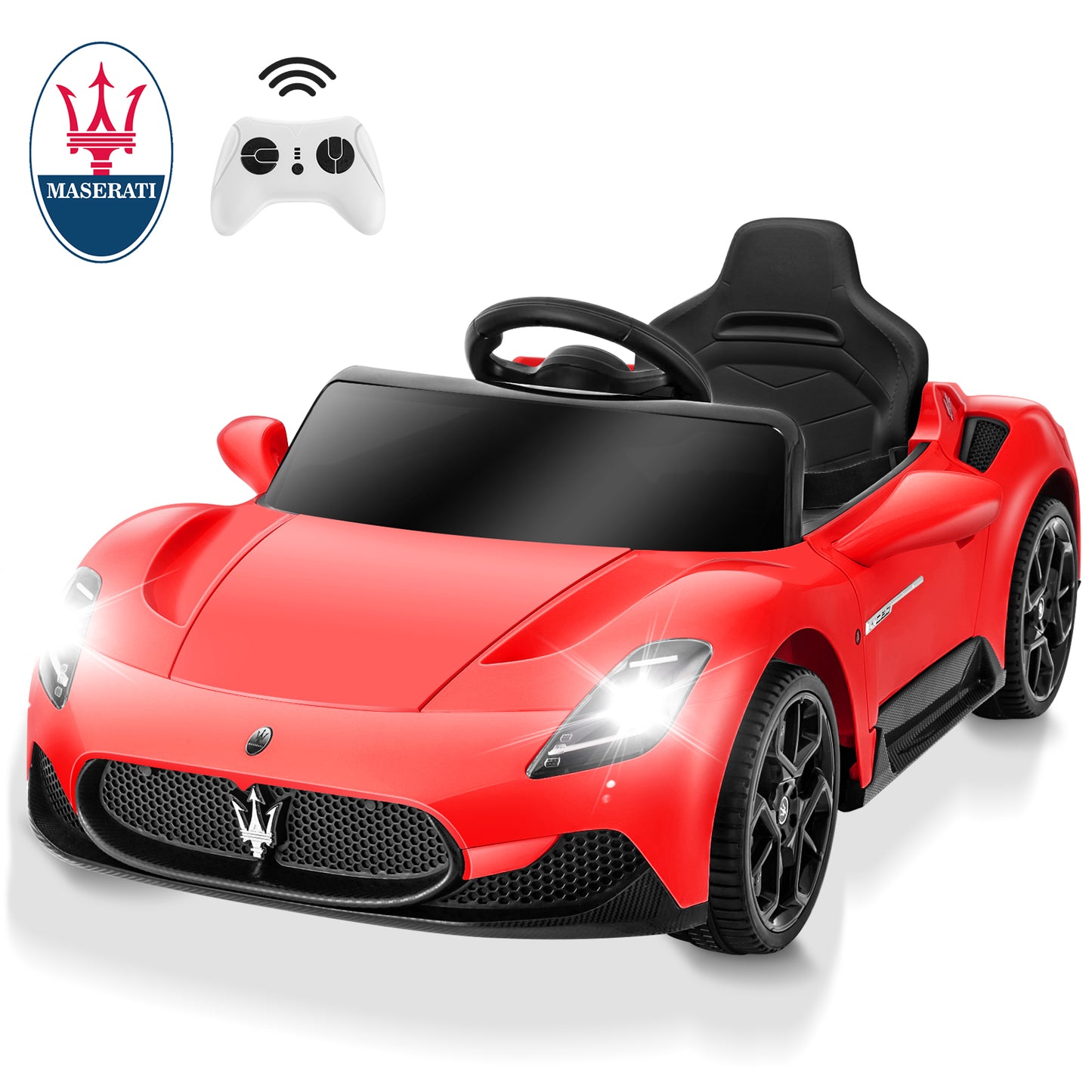 Licensed Maserati 12V Ride on Cars by Farmdex, Toddler Ride on Toys with Parent Remote, Electric Car for Kids with LED Headlights, Music Player for Boys & Girls Ages 3-8, Red