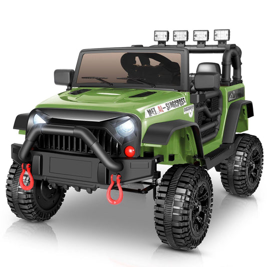 Farmdex 24V Kids Ride on Toys with Remote Control 400W Battery Powered Ride on Cars up to 5 MPH, Electric Truck Car W/ Bluetooth, 3 Speeds, LED Lights, Safety Belt, 4 Wheel Suspension, Green