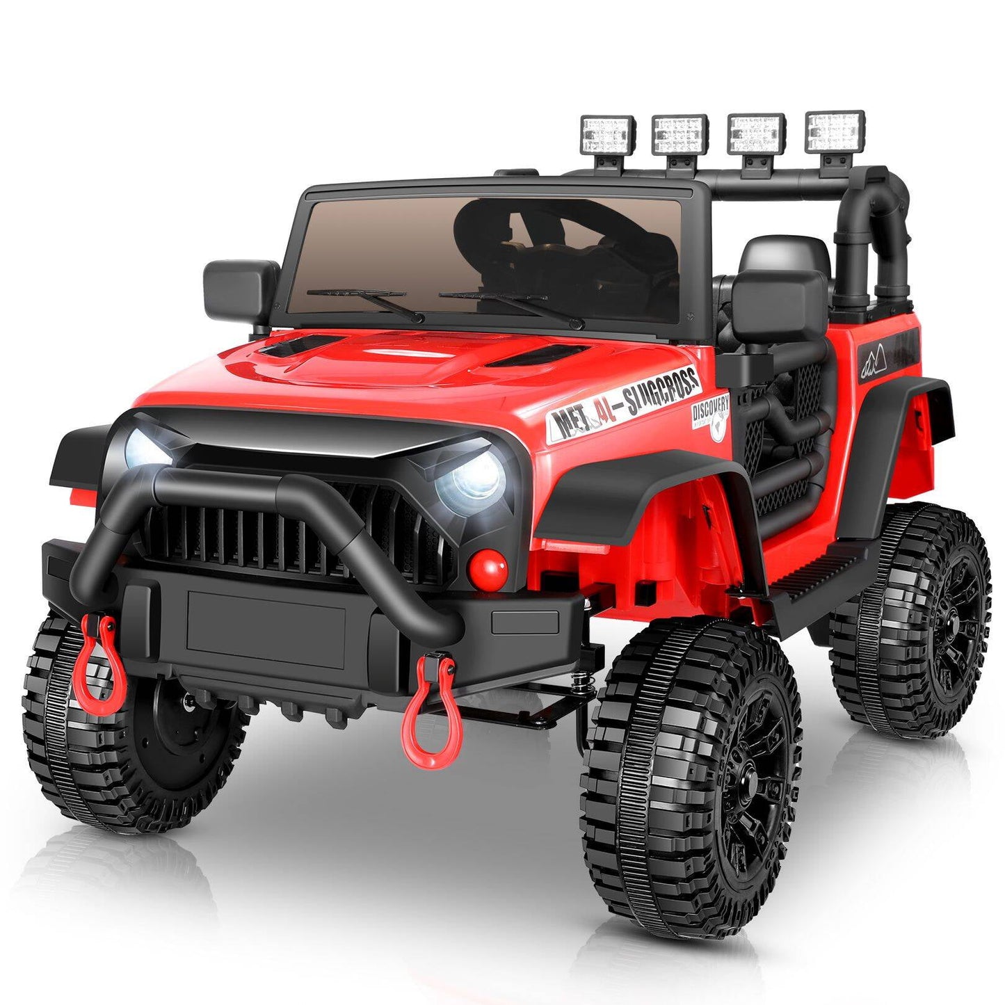 Farmdex 24V Kids Ride on Toys with Remote Control 400W Battery Powered Ride on Cars up to 5 MPH, Electric Truck Car W/ Bluetooth, 3 Speeds, LED Lights, Safety Belt, 4 Wheel Suspension, Red