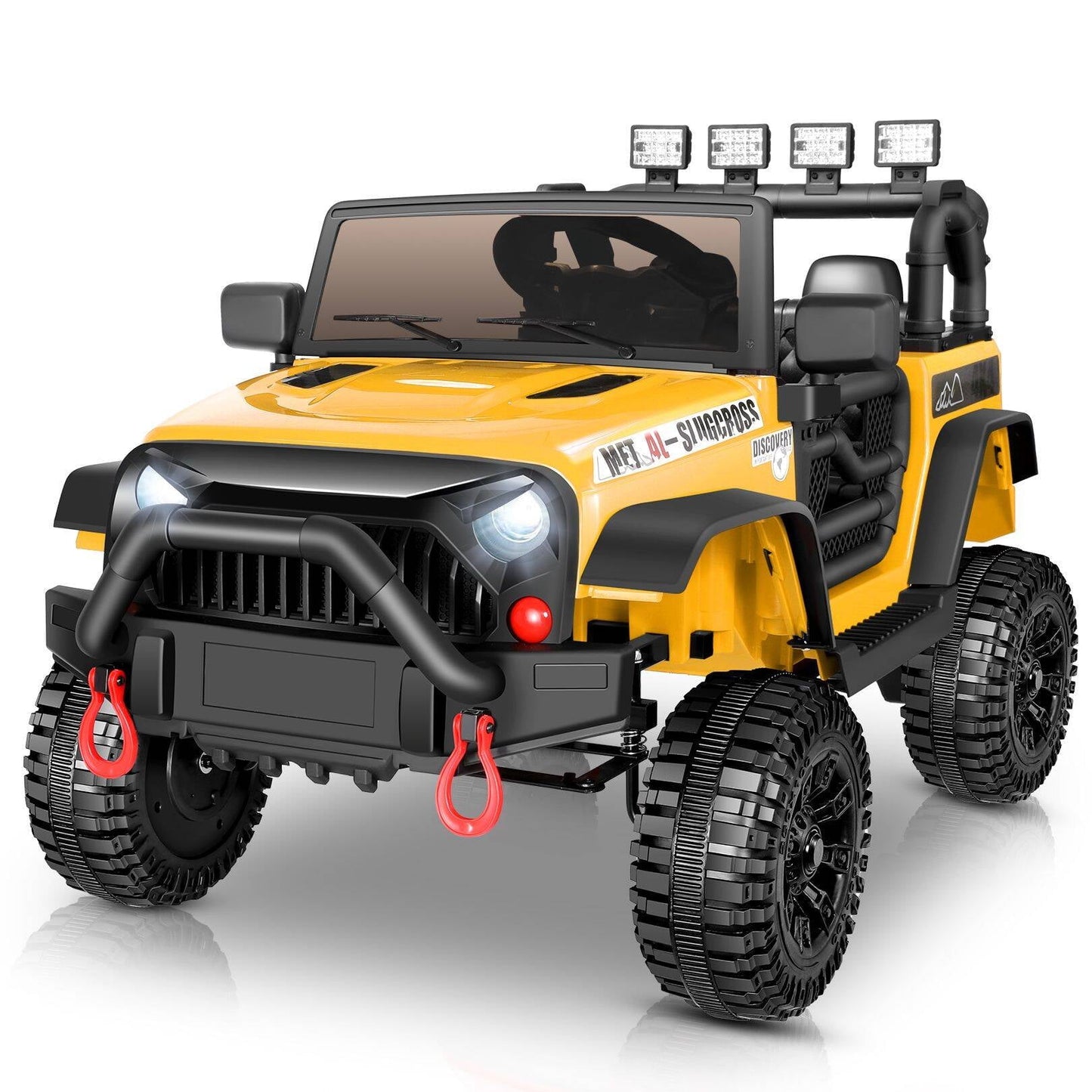 Farmdex 24V Kids Ride on Toys with Remote Control 400W Battery Powered Ride on Cars up to 5 MPH, Electric Truck Car W/ Bluetooth, 3 Speeds, LED Lights, Safety Belt, 4 Wheel Suspension, Yellow