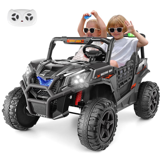 Farmdex 4WD 24V Ride on Toys 2 XL Seater Kids Ride on Cars w/ Remote Control, 4*200W Motor, Electric Off-Road UTV 7AH Battery Powered 4-Wheeler Vehicle w/ Bluetooth, Music, 3-Speed, LED Light, Black