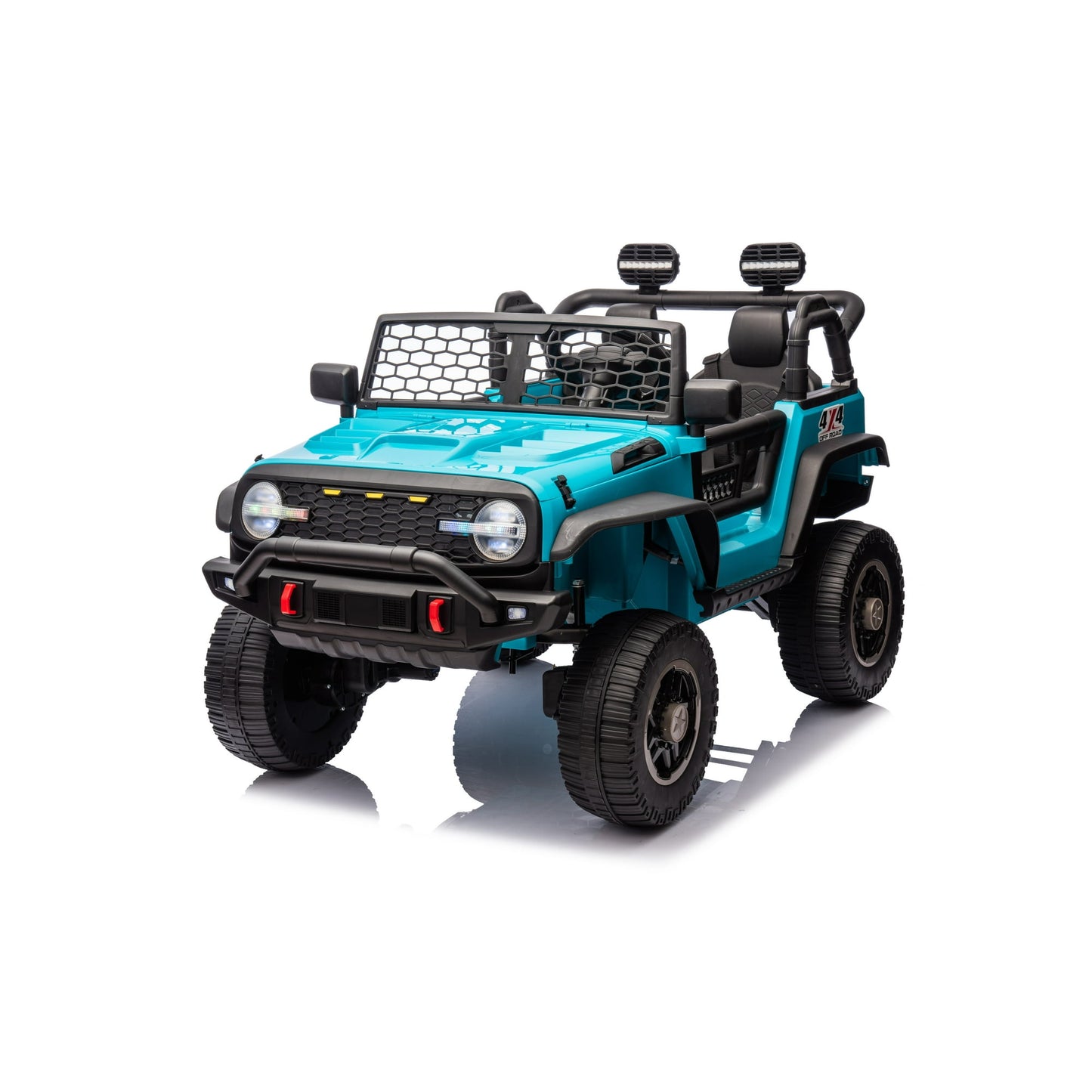 Farmdex 24V Kids Ride on Car Truck, 2 Seater Electric Car for Kids, 2WD/4WD Switchable Ride on Toys with Remote Control, 4×100W Motor, LED Headlight &amp; Bluetooth Music, Blue