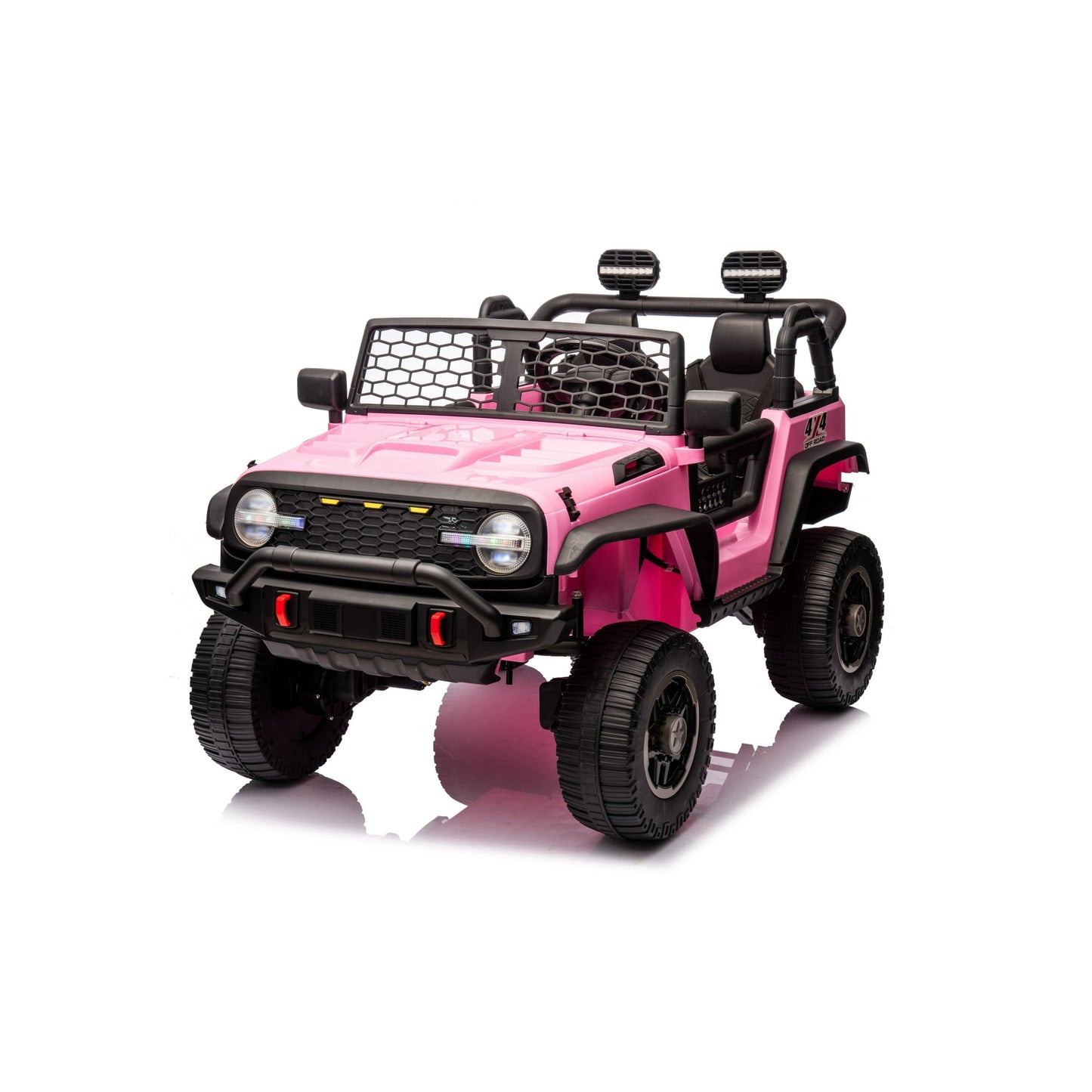 Farmdex 24V Kids Ride on Car Truck, 2 Seater Electric Car for Kids, 2WD/4WD Switchable Ride on Toys with Remote Control, 4×100W Motor, LED Headlight & Bluetooth Music, Pink