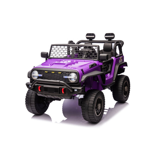 Farmdex 24V Kids Ride on Car Truck, 2 Seater Electric Car for Kids, 2WD/4WD Switchable Ride on Toys with Remote Control, 4×100W Motor, LED Headlight & Bluetooth Music, Purple