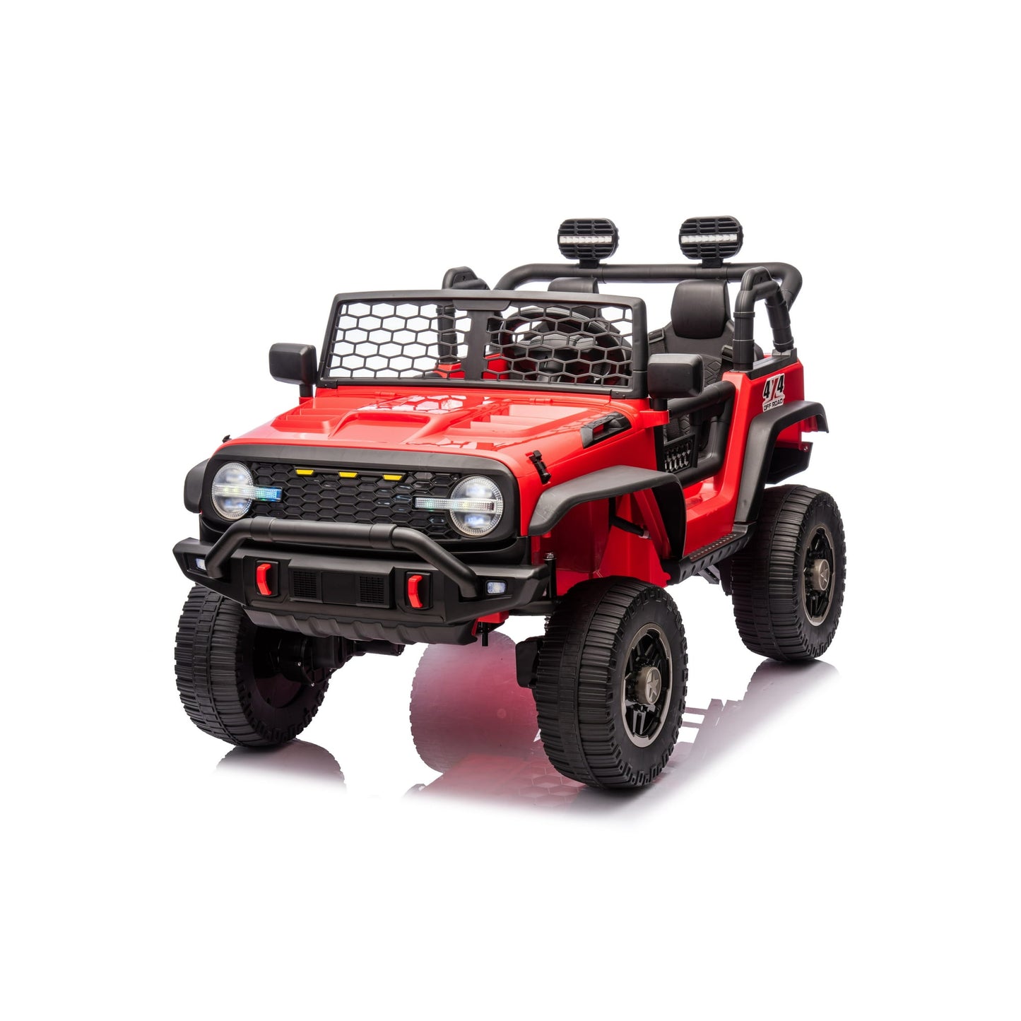 Farmdex 24V Kids Ride on Car Truck, 2 Seater Electric Car for Kids, 2WD/4WD Switchable Ride on Toys with Remote Control, 4×100W Motor, LED Headlight & Bluetooth Music, Red