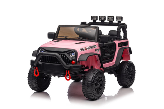 Farmdex 24V Ride on Toys, Battery Powered Ride on Cars with Remote Control, Electric Ride on Truck Car for Kids, 400W Power Cars Wheels w/ Bluetooth, Music, Seat Belts, Spring Suspension, Pink