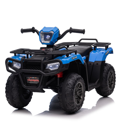 Funcid 12 Volt Ride on Toys for Toddlers with Remote Control, Kids Ride on Electric ATV, 4-Wheeler Quad Ride on Cars w/ Bluetooth Music, LED Lights, 3 Speed, Blue