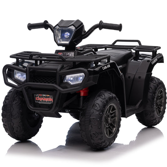 Funcid 12 Volt Ride on Toys for Toddlers with Remote Control, Kids Ride on Electric ATV, 4-Wheeler Quad Ride on Cars w/ Bluetooth Music, LED Lights, 3 Speed, Black