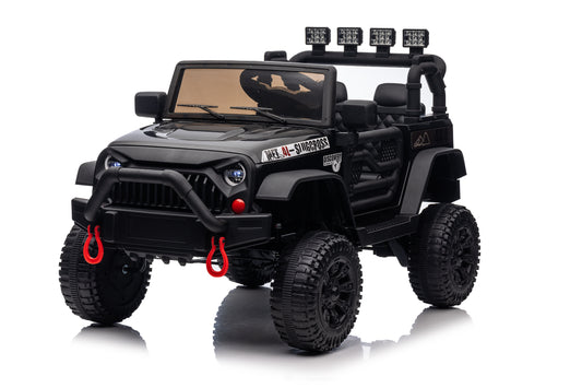 Framdex 24V Ride on Toys for Big Kids, 2-Seater Powered Ride-on Truck, Electric Car for Kids 3-8 Gifts with Bluetooth/LED Light/Spring Suspension, 4 Wheelers, Black