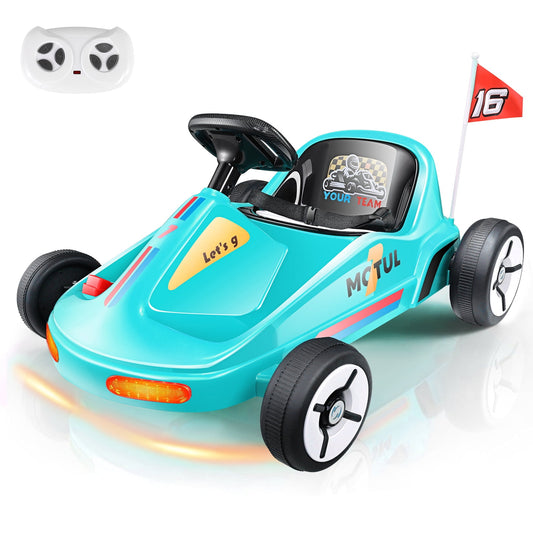 Farmdex 12 Volt Ride on Toys for Toddlers with Remote Control, Electric Drifting Go Kart, Quick Assembly, Flashing Taillight, Bluetooth Music, Storytelling, Portable, Sky Blue