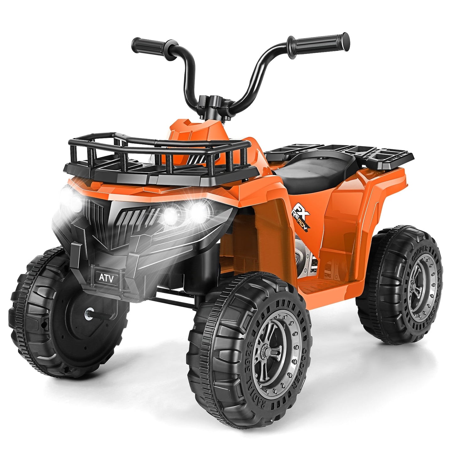 Farmdex 12v ATV Quad with Big Storage Basket, Ride on Toys for Toddlers w/ LED Lights, Electric Car for Kids w/ Horn, Spring Suspension, Buit-in Music, Orange