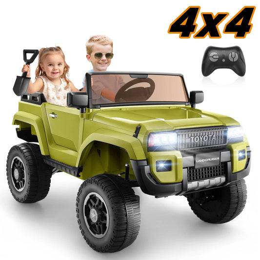 Farmdex Licensed Toyota LC250, 24V Ride on Cars Two-seater with Remote Control, Kids Electric Ride on Truck Car, Ride on Toys w/ 4*100W Motors, 3 Speeds, LED Lights, Bluetooth, Green