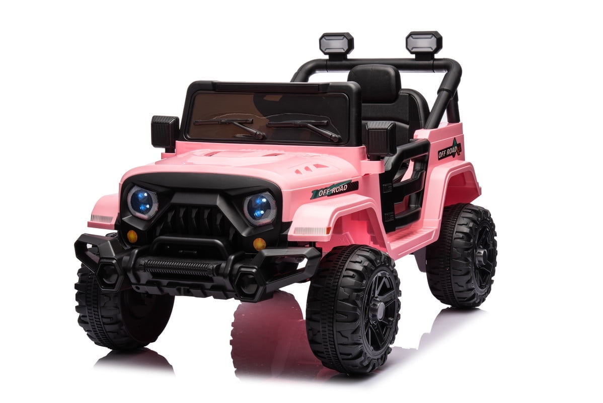 Farmdex 12V Electric Battery Powered Ride on Truck Cars with Remote Control, Ride on Toys for Toddlers w/ Bluetooth Music, 3 Speeds, LED Lights, Spring Suspension, One Button Braking, Pink